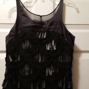BCBGMaxAzria Droplet Beaded Black Tulle Dress